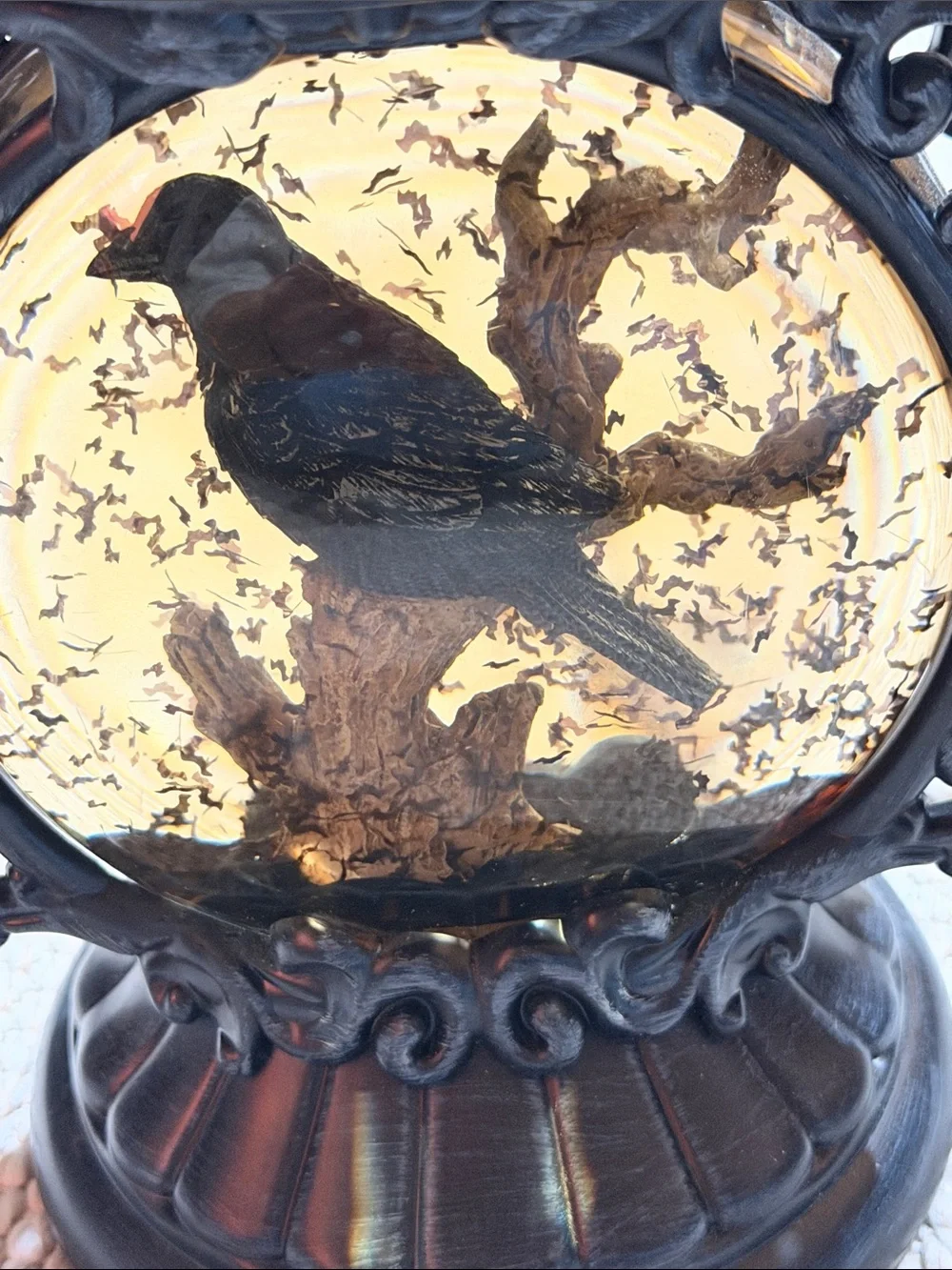 Bath and Body Works Decorative Black Crow 3 Wick Candle Stand
